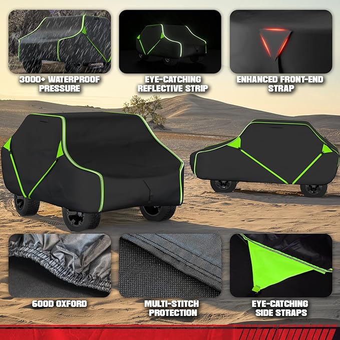 125 Inch UTV Cover for Polaris Ranger RZR, Can-Am Defender Maverick Commander, Yamaha Wolverine, Kawasaki Mule, Honda Pioneer, Black 600D Side By Side Cover Protection for 2-3 Seater UTV