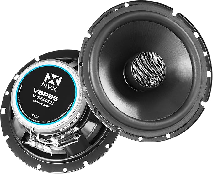 NVX VSP65 6.5" Premium Car Speakers, 600W Max, 200W RMS, 2-Way 6-1/2 inch Coaxial w/ 1" Silk Dome Tweeters & Built-in X-Overs, Easy to Install in Cars/Trucks/Doors (Pair)