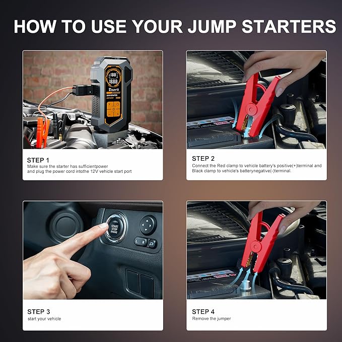 6000A Jump Starter with Air Compressor, 10-in-1 Car Jumper Starter Portable, 150PSI Tire Inflator/Air Pump, LED Flashlight for Up to 10.0L Gas / 8.0L Diesel Engines