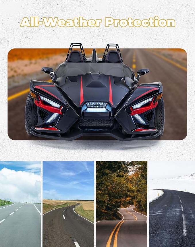 KEMIMOTO Front Windshield Compatible with Polaris Slingshot S SL SLR R GT LE 2015-2026, Scratch Resistant Hard-Coated Polycarbonate Wind Deflector Replace #2882154 Accessories