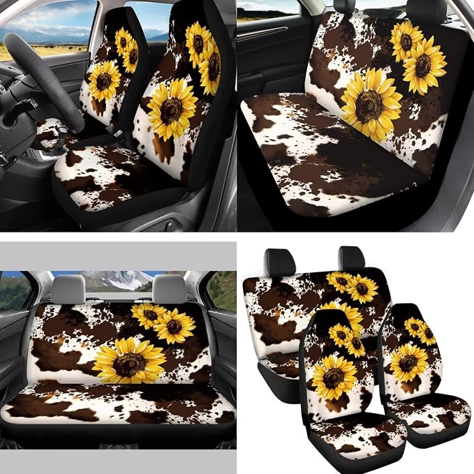 14Pcs Car Seat Covers Full Set, Polyester, Universal Fit, Car, Truck, SUV, Van, Automotive Interior Sets, Car Accessories, Car Seat Cover Set, Yellow