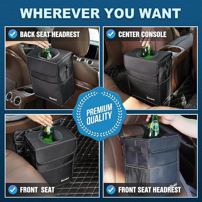K KNODEL Large Car Trash Can with Heavy Duty Trunk Storage Organizer, Trunk Organizer, Car Organizer with Lid, Large