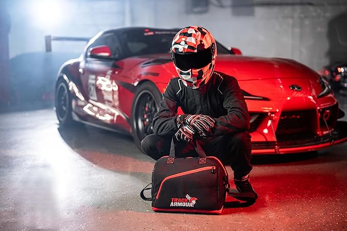 Motorcycle Helmet Bag & Racing Helmet Bag for Travel and Storage – Fleece Lined Helmet Carrier with Hidden Shoe Compartment, Waterproof 600D Oxford Motorcycle Gear Bag for Auto Racing, Track Day