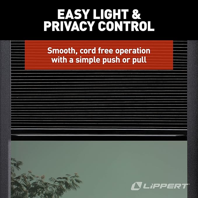 Lippert Thin Shade EcoCell Snap-On RV Window Shade for Prepped Entry Doors with Sun-Blocking Protection, Easy Sliding Operation, Quick Installation - 2025009147