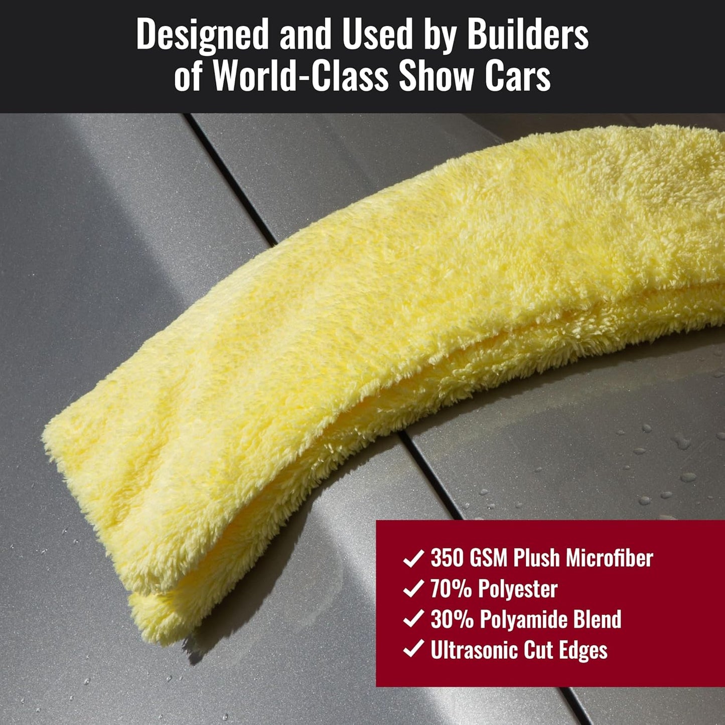 Microfiber Cleaning Cloth - The Yellow Rags, Streak-Free Cleaning Towels for Car Wash and Housekeeping, Ultra-Absorbent with Cut Edges to Avoid Scratches (Pack of 5, 16"x16")