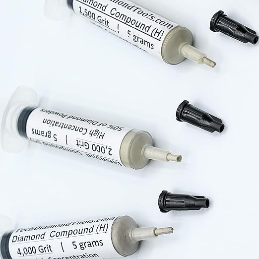 TechDiamondTools Diamond Polishing Compound Kit of 5 Polishing Paste USA Made 1200 1500 2000 3000 4000 Grit for Marble Glass Metal Rock Jewelry Resin Silver with High Concentration of Diamond Powder