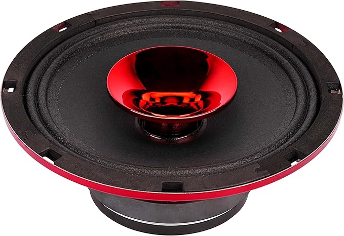 Audiopipe 8" Compression Horn Mid-Range Loudspeaker (APMB-828GH-RED), 400W, Built-in Compression Horn Driver, Flat Steel Basket, 2-Way Coaxial, KSV Voice Coil, Grill, Sleek Candy Red