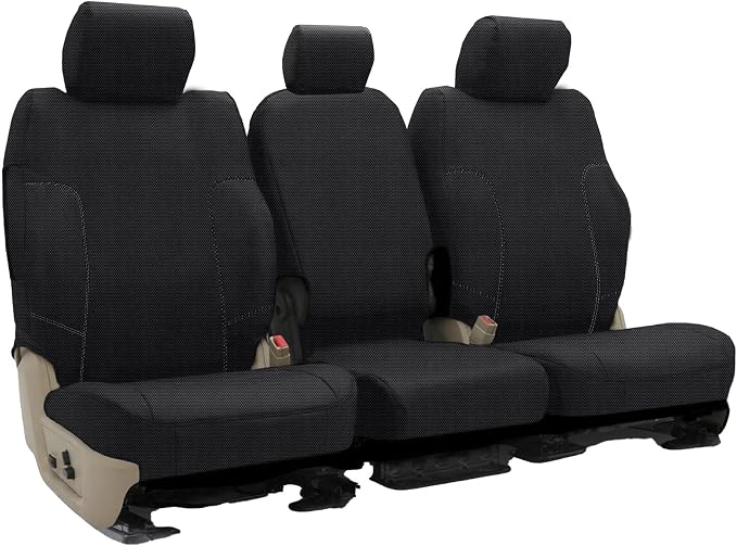 ESMING Front 40/20/40 Oxford Fabric Seat Covers for Ford F150 XLT/Lariat 2014 for Ford F250 F350 F450 F550 XLT Lariat 2015-2021 Front 40/20/40 Split Bench with Center Console-Black