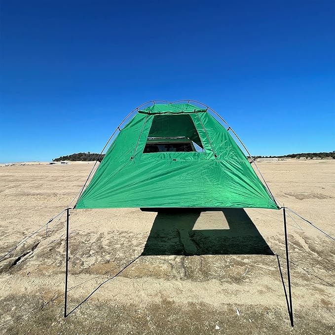 Kamp-Rite KAMPAWN319 SUV Sport Multi Use Outdoor Shade Shelter Tent Camping Awning w/ 3 Poles, 2 Legs, & Carry Bag, Jolly Green