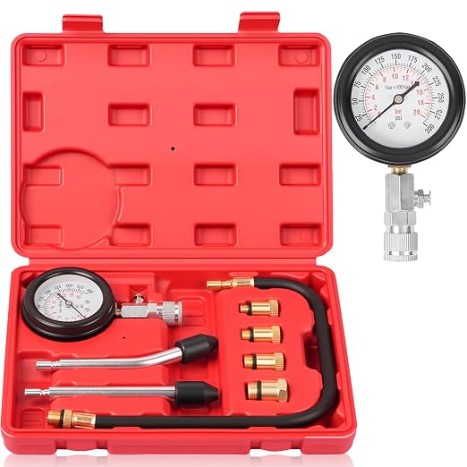 DAYUAN Motorcycle Carburetor Synchronizer Tool Bundle with 8pcs Professional Petrol Engine Compression Tester Kit