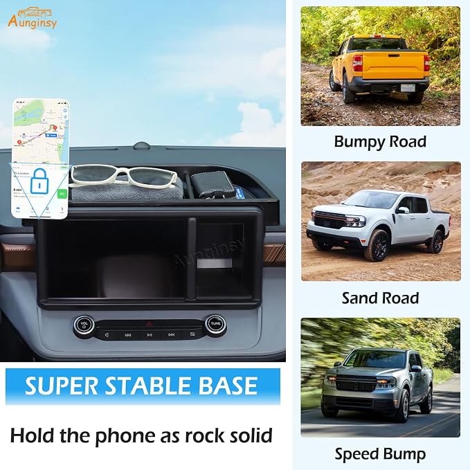 Aunginsy Center Console Dashboard Storage Tray with Magnetic Phone Holder Compatible with Ford Maverick 2022-2024 Instrument Multi-Functional Mobile Phone Mount Storage Box Organizer Tray Accessories