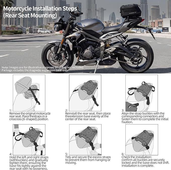 Rhinowalk Motorcycle Tank Bag Magnetic Quick Release 5-6.5L Expandable Capacity Motorbike Storage Bag Backpack with Rain Cover (XM10490)