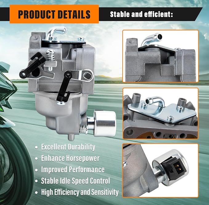 FH661V Carburetor Compatible with Kawasaki FH641V FH661V FH680V FH721V FX850V, 22 HP Engine, with 49065-0724 Oil Filter/Fuel pump,Replaces Parts 15004-1010 15004-0763 15004-7024