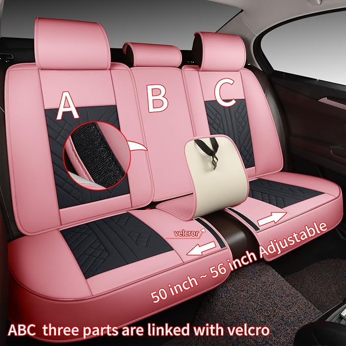 GXT Bench Seat Cover, Premium Faux Leather Bench Seat Covers for Trucks - Universal Fit for Most Sedans SUV Pick-up Truck, Durable for Long Lasting Protection(Pink and Black)