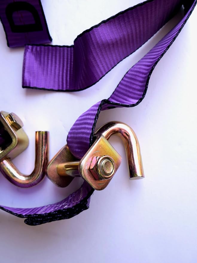 D.A.S. Car Hauler Straps - 2 inches x 11 feet, Set of 4 Wheel Tie Down Straps for Car, Truck, and UTV Transport, Secure Car Tie Dow, Three Cleat Design | Purple Color