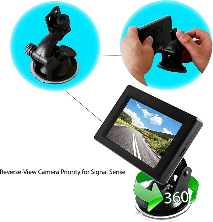 Pyle Backup Car Camera Rear View Screen Monitor System - Parking & Reverse Safety Distance Scale Lines, Waterproof, Night Vision, 170° View Angle, 4.3" LCD Video Color Display for Vehicles - (PLCM44)