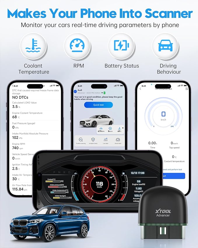 XTOOL AD20 Pro OBD2 Scanner for iPhone & Android: 2025 Enhanced Check Engine Fault Car Code Reader, Universal Car Diagnostic Tool with All System Scan, Oil Reset, Battery Test, Performance Test