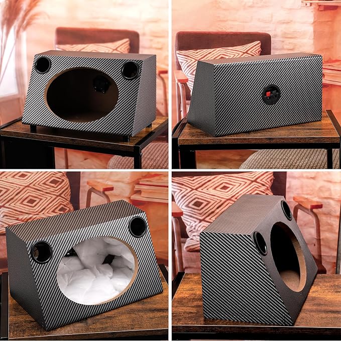 6" X 9" Speaker Enclosure, Trapezoidal Car Speaker Empty Enclosure w/Sound-Absorbing Cotton & Speaker Spikes Pad Mat, PVC Veneer Speaker Box Enclosure for Home, Vehicle Sub Sound Supplies