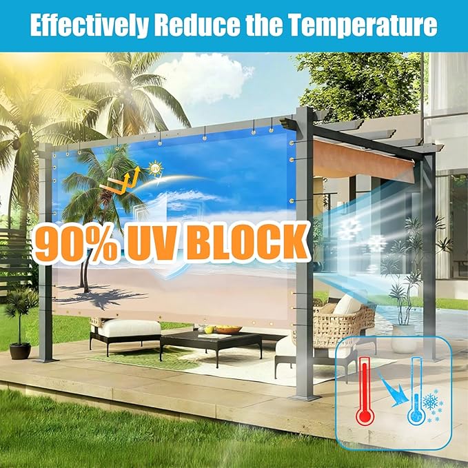 Amagenix Custom Design Patio & Gazebo Backdrop Screen, PVC Sun Shade with UV Resistant, Full-Color Printed Shade Cloth Cover for Backyard, Balcony, Outdoor, Garden