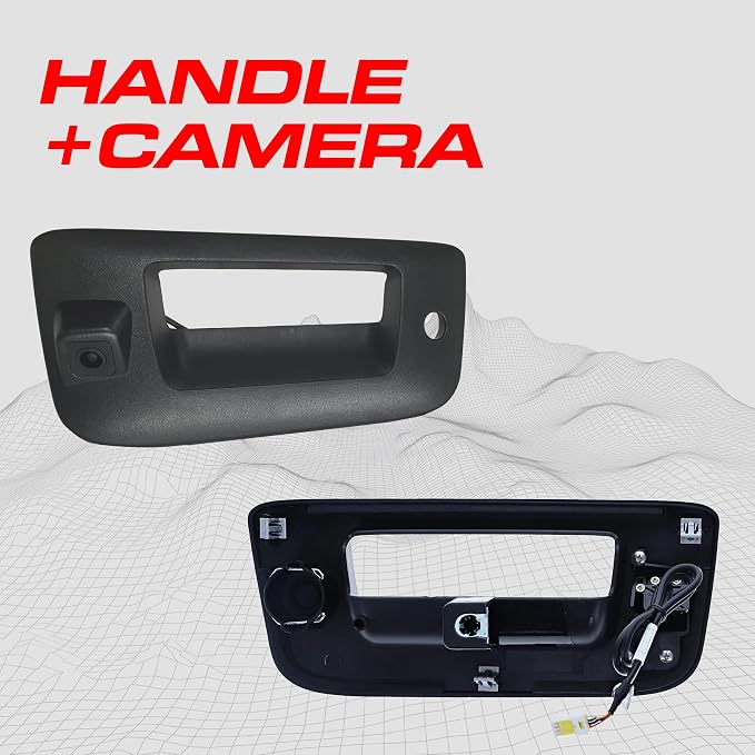 Master Tailgaters Black Tailgate Handle with Backup Camera Replacement for Chevrolet Silverado/GMC Sierra (2007-2014) | IP68 Waterproof | Parking Grid Lines Available | Easy to Install