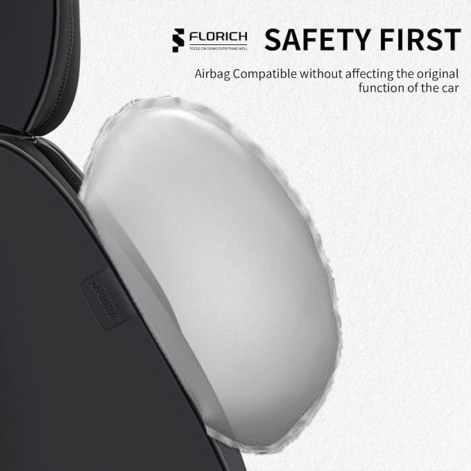 FLORICH Seat Covers, Car Seat Covers Full Set, Luxury Nappa Leather Seat Covers, Breathable and Waterproof Car Seat Protector 5 Seat, Automotive Seat Covers Universal Fit for Most Cars-Black&Beige
