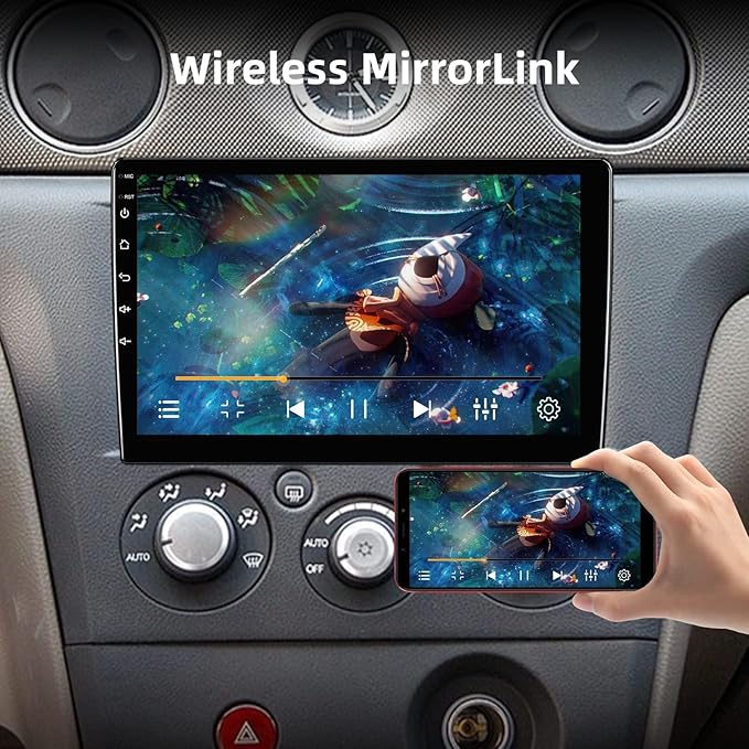 1+32G Android 14 Double Din Car Stereo 9 Inch Touchscreen Radio Built-in Wireless Carplay/Android Auto/GPS/Bluetooth/FM/AUX-in/Steering Wheel Controls/Backup Camera
