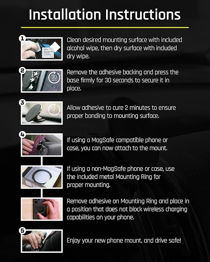 Mob Armor Slim Mount MS - MagSafe Compatible Car Mount, Magnetic Cell Phone Holder, Car Accessories for Women & Men, Supports iPhones & Androids - Sleek & Aesthetic, Heavy Duty Strength - Black Chrome