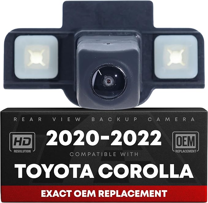 Rear View Backup Camera, Reverse Park Assist - Compatible with 2020-2022 Toyota Corolla Sedan, 2020-2022 Toyota Corolla Hybrid - with Mounting Grommet - OEM 8679002190, 8679012270, TO1960169