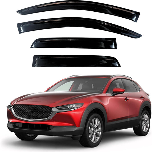 KPY Window Visor Compatible with Mazda CX-30 2020-2025 (CX30), 4PC Rain Guard Side Window Vent Deflectors Tape-On Style, 2020 2021 2022 2023 2024 2025