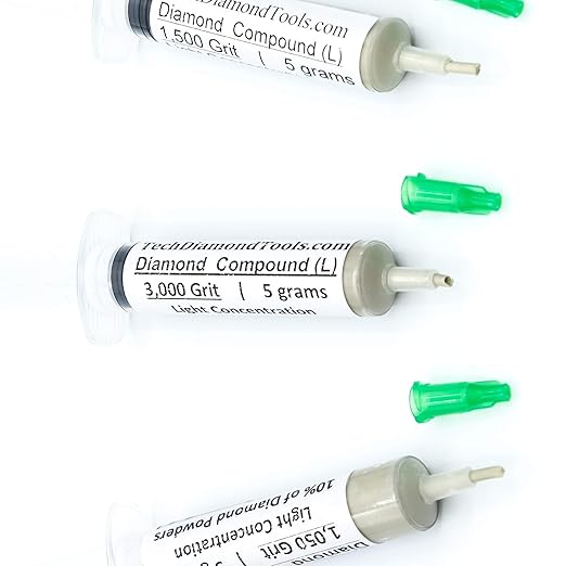 TechDiamondTools Kit of 3 Diamond Polishing Compound Polishing Paste USA Made 1050 1500 3000 Grit for Marble Glass Metal Rock Jewelry Resin Silver Gemstone with 10% of Diamond Powder
