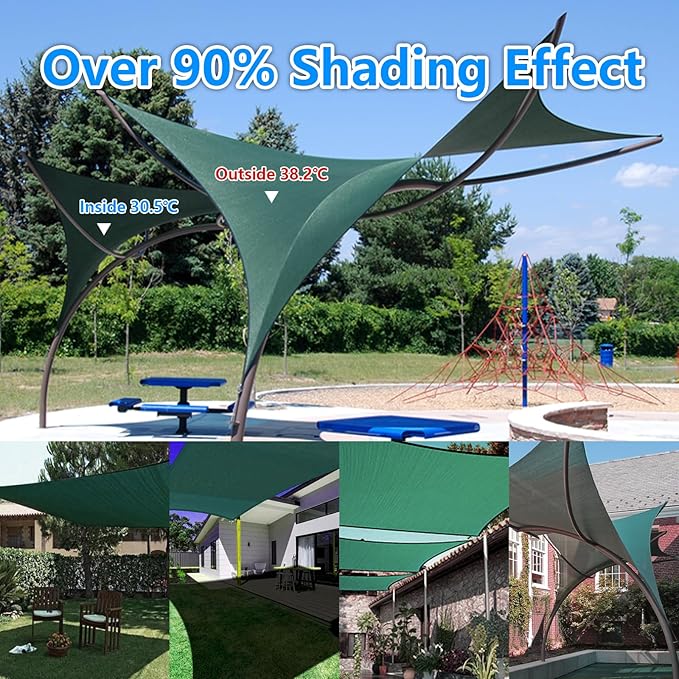 90% Blackish Green Shade Cloth, 6.5x6.5FT Resistant Garden Sun Shade Net, Durable Mesh Shade Tarp with Reinforced Grommets for Greenhouse, Plant, Chicken Coop, Pergola, Swimming ， Canopy，Patio，Garden