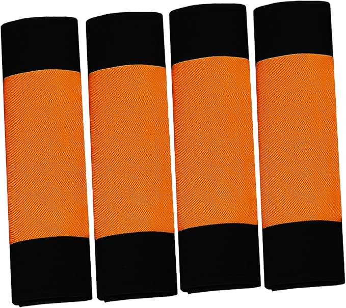 FH Group Car Seat Covers Flat Cloth Front Seats Only Orange Automotive Seat Cover, Airbag Compatible Universal Fit Interior Accessories Cars Trucks SUV Combo Steering Wheel Cover & Seat Belt Pads