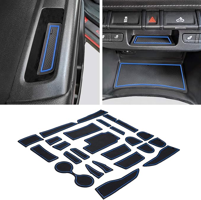 JDMCAR Custom Liner Accessories (Blue Trim) and Center Console Cover Compatible with 2015-2022 Chevy Colorado/GMC Canyon