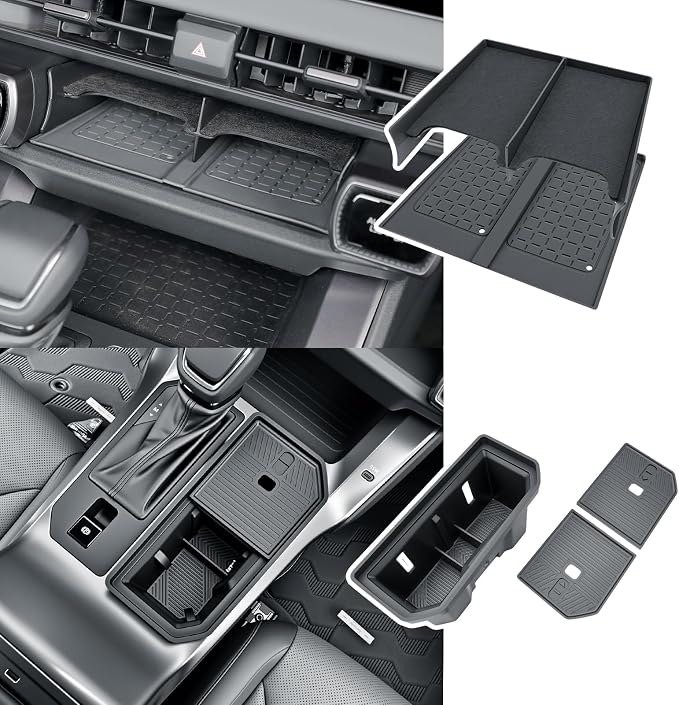 BIBIBO 3Packs for 2026 Toyota RAV4 Center Console Organizer 2026 Toyota RAV4(LE/SE/XLE Premium/Woodland/XSE/Limited) Console Insert Divider Secondary+ Cup Holder Inserts+Wireless Charging Mat