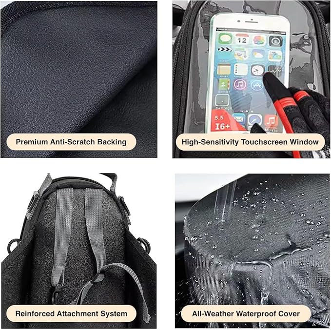 Keiti Magnetic Tank Bag for Motorcycles Universal Phone Holder Water Resistant Gas Tank Pouch (TB-02K)