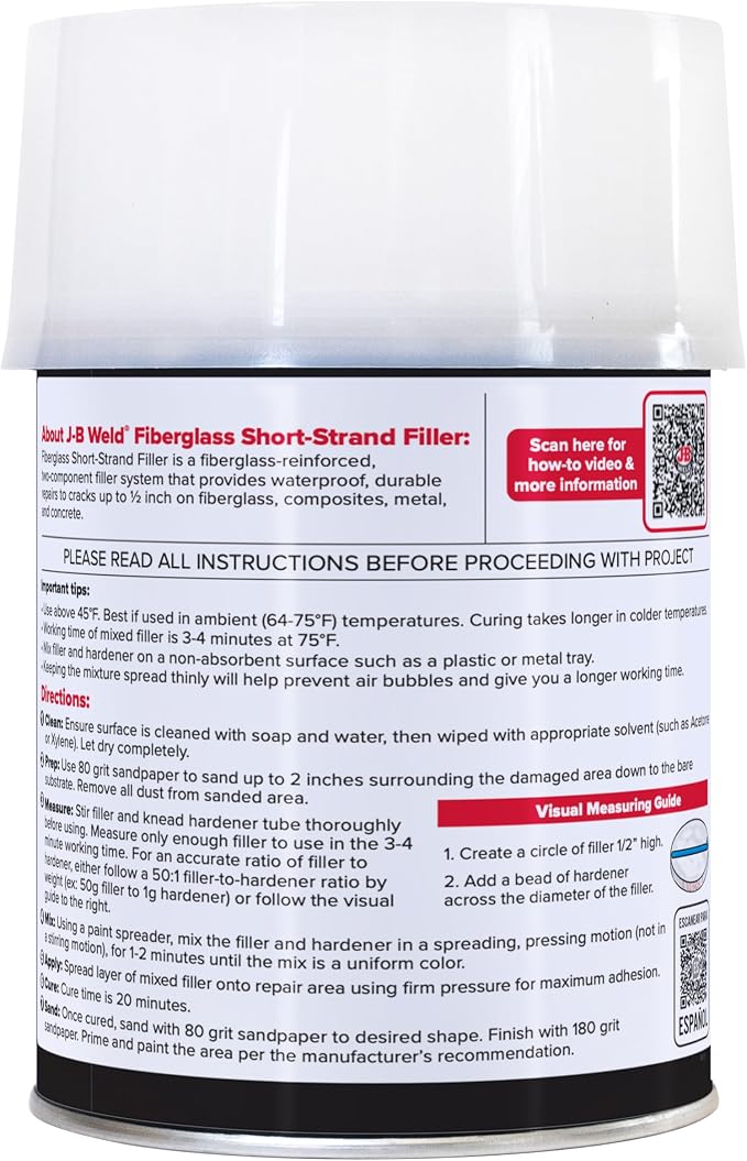 J-B Weld Quart - Fiberglass Short-Strained Filler