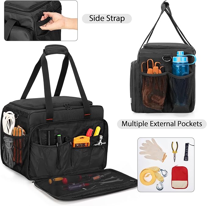 samdew Large Recovery Gear Bag, Recovery Equipment Bag for Offroad Gear Kit, Recovery Gear Box for Tire Repair Tools, Bag for Tow Straps, Shackles & Towing Accessories for Vehicle or Trucks, Bag Only