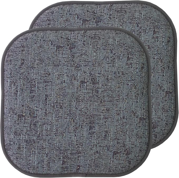 Sweet Home Collection Chair Cushion Memory Foam Pads Honeycomb Pattern Slip Non Skid Rubber Back Rounded Square 16" x 16" Seat Cover, 2 Pack, Broadway Multi Blue