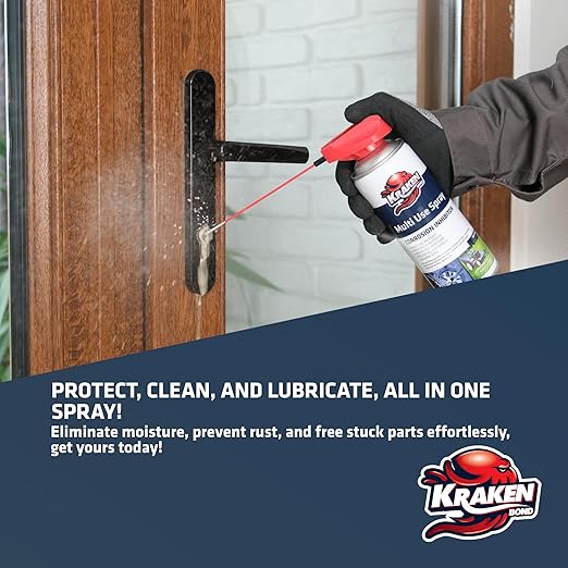Kraken Bond Multi Use Spray (12 x11 oz.) - Corrosion Inhibitor, High-Performance Penetrating Oil Lubricant for Home & Automotive, Perfect for Garage Doors, 360° Easy to Use & No Residue | 12 Pack