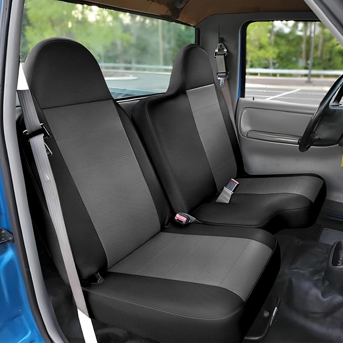 SAPUBK Custom-Fit Front Seat Covers Without Console Replace for 1998-2003 Ford Ranger XL Regular Cab 60/40 Split, Knitted Fabric Composite Soft Foam Lining Airmesh Breathable Seat Cover Cushion