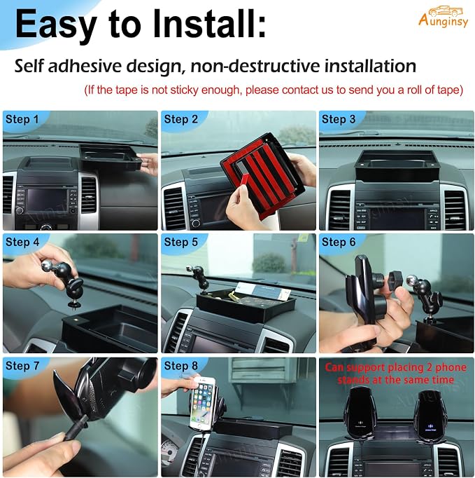 Aunginsy Center Console Dash Storage Tray With Mobile Phone Mount Compatible with Nissan Frontier 2009-2017, Dashboard Multi-Functional Phone Holder Storage Box, Dash Organizer Tray Insert Accessories