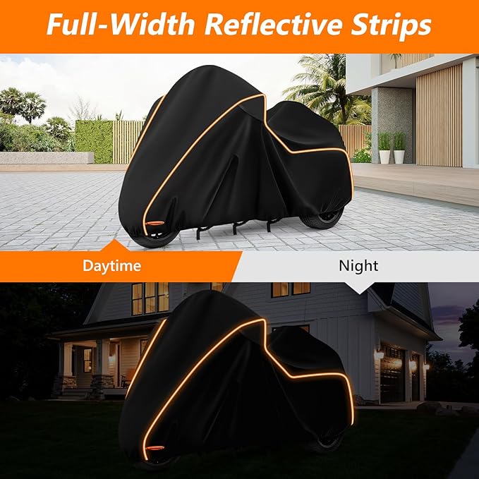 420D Motorcycle Cover for Trike Models Freewheeler, Tri Glide Ultra and CVO Version, Outdoor Bike Cover Windproof Heavy Duty Waterproof Protection(with Antenna Openings&Exhaust Heat Insulation)