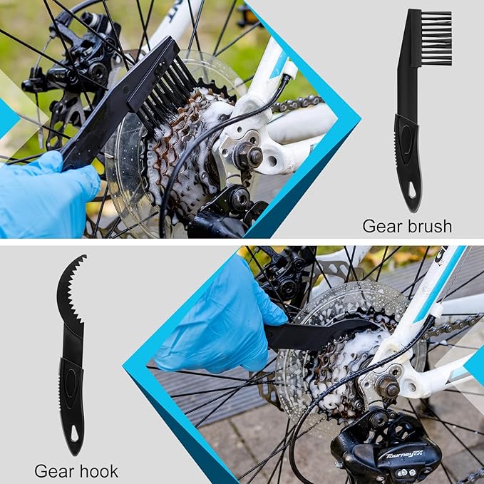 Bike Chain Cleaning Kit: Including Bicycle Chain Cleaner Degreaser, Cycling Chain Lube, Cleaner Brush Tool and Gloves Suitable for MTB Ebike Road Bike and Trail Bikes