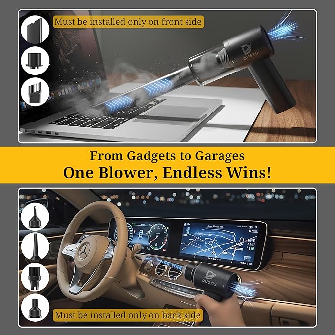 Car Vacuum Portable Cordless 12000Pa Powerful Suction Handheld Mini Rechargable Small Vacuum Cleaner Brushless Motor 4000mAh Rechargeable Type C Blower Inflator Deflator Car Cleaning