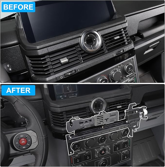Compatible with INEOS Grenadier 2020-2024 Car Phone Mount and Walkie Talkie Mount Stand Set, Centre Console Multifunctional Track Mobile Phone Holder Expansion Platform (Set)