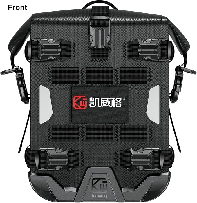 Kewig Full Waterproof Motorcycle Bag for Front Bumper Side Frame Crash Bar | 5.5L TPU Motorcycle Riding Tools Accessories Luggage Bag with Rigid Support & Quick Release Shoulder Strap, Black, 1PC