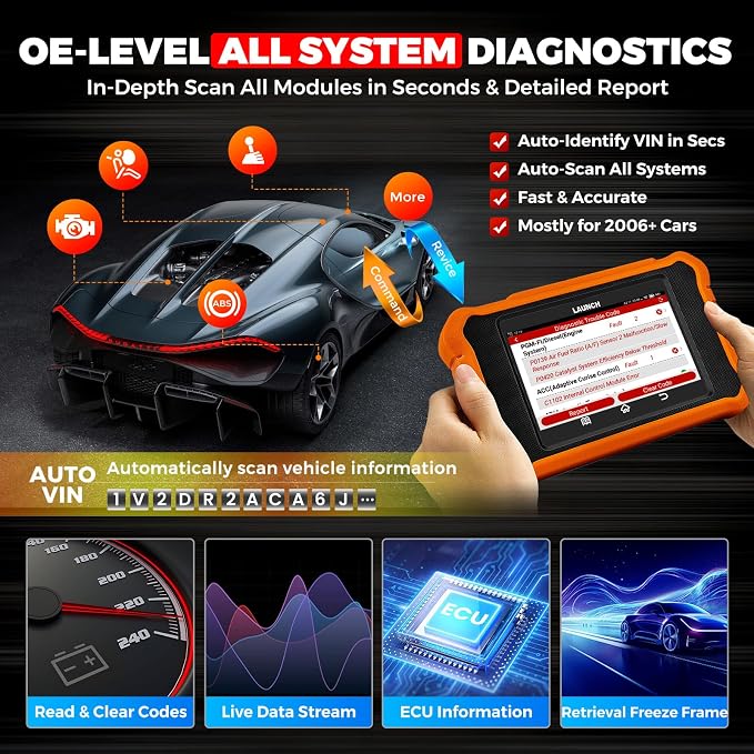 LAUNCH Creader Elite V3.0 for Land Rover Jaguar OBD2 Scanner, 2026 Bi-Directional Full Systems Diagnostic Scan Tool, CAN-FD & DOIP, All Services, Active Test, Height Calibration, Lifetime Free Update