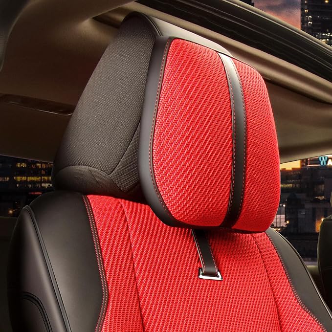 Drive Series Front Row Set Seat Covers Universal for Cars Trucks SUV, Red, CA-SC-Drive-F-RD