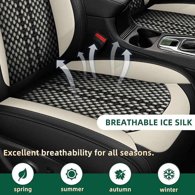 Fit for Ford Focus 2009-2018 5 Seats Full Set Black Ice Silk Seat Covers (5 Seat, Black&White)