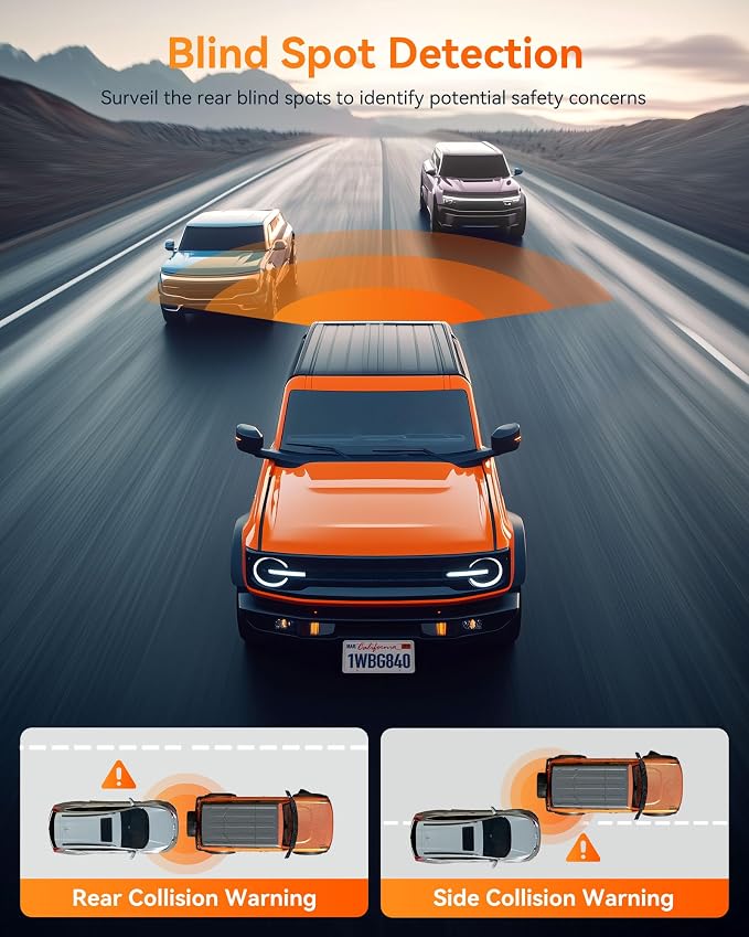 WOLFBOX G840H 12'' Mirror Dash Cam with ADAS and BSD, 2.5K Rear View Mirror Camera Front and Rear, 5.8GHz WiFi, Voice Control, Parking Monitor, Included GPS, Loop Recording (SD Card Not Included)